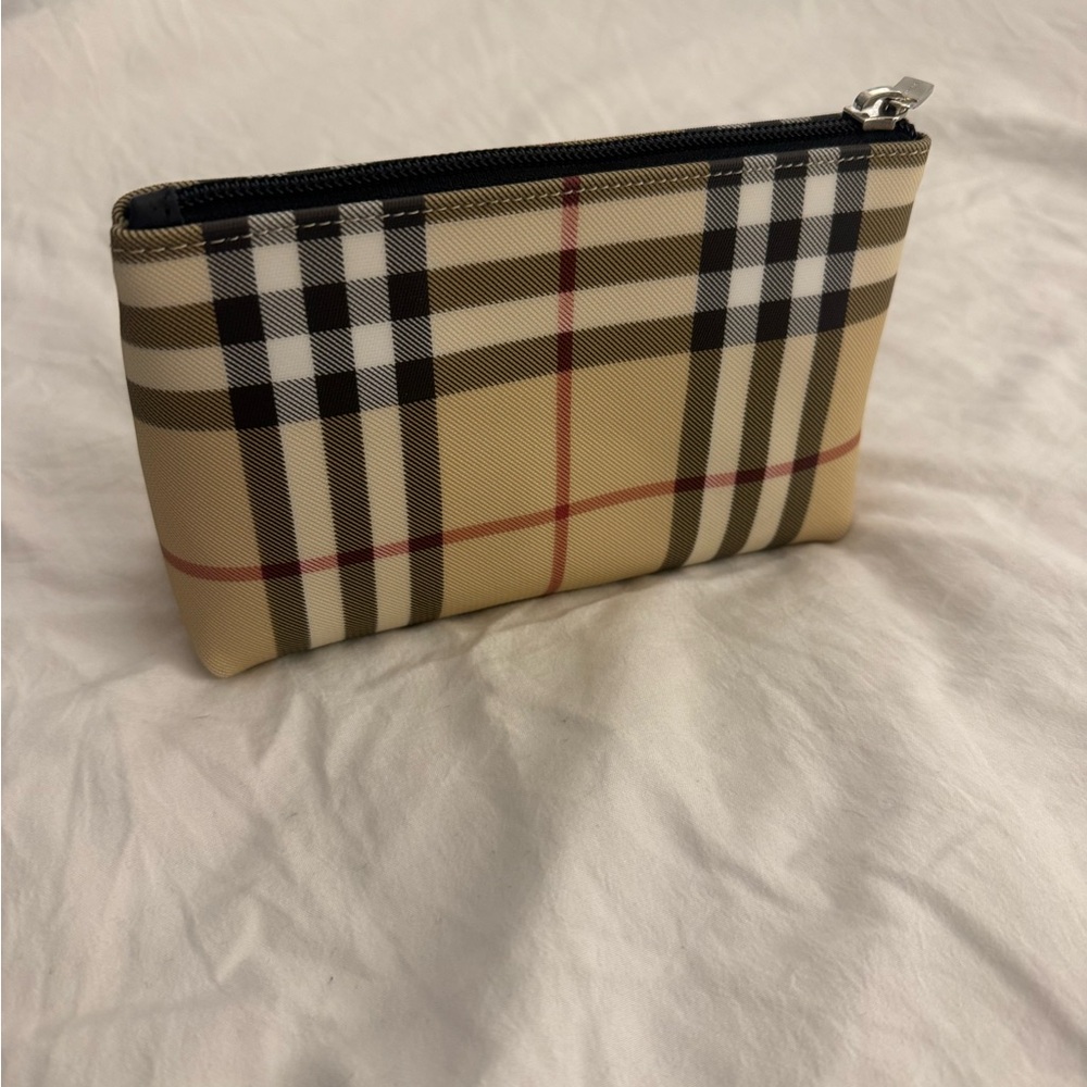 Burberry Beige and Black Check Pouch